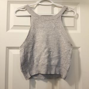 Crop Tank Sweater Ribbed Gray Forever 21 SZ L
